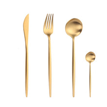 Load image into Gallery viewer, Gold Chopstick Spoon Knife Fork Sets