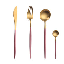 Load image into Gallery viewer, Gold Chopstick Spoon Knife Fork Sets