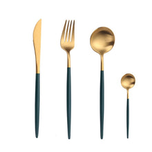 Load image into Gallery viewer, Gold Chopstick Spoon Knife Fork Sets