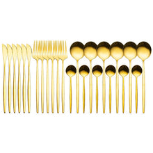 Cargar imagen en el visor de la galería, 24pcs Gold Dinnerware Set Stainless Steel