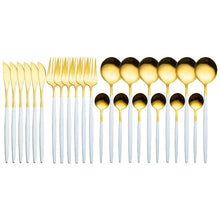 Cargar imagen en el visor de la galería, 24pcs Gold Dinnerware Set Stainless Steel