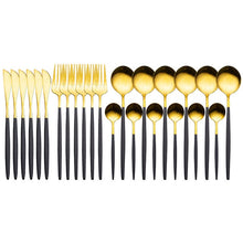 Cargar imagen en el visor de la galería, 24pcs Gold Dinnerware Set Stainless Steel
