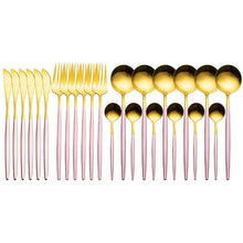 Cargar imagen en el visor de la galería, 24pcs Gold Dinnerware Set Stainless Steel