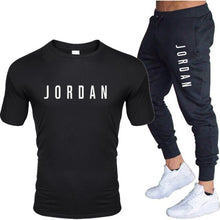Charger l'image dans la galerie, Summer men's hot new letter printed cotton T-shirt + cotton sports pants casual suit men's sports leisure sports suit