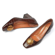 Cargar imagen en el visor de la galería, ALLBITEFO Metal decoration natural genuine leather Sheepskin insole women heels shoes fashion high heels women high heel shoes