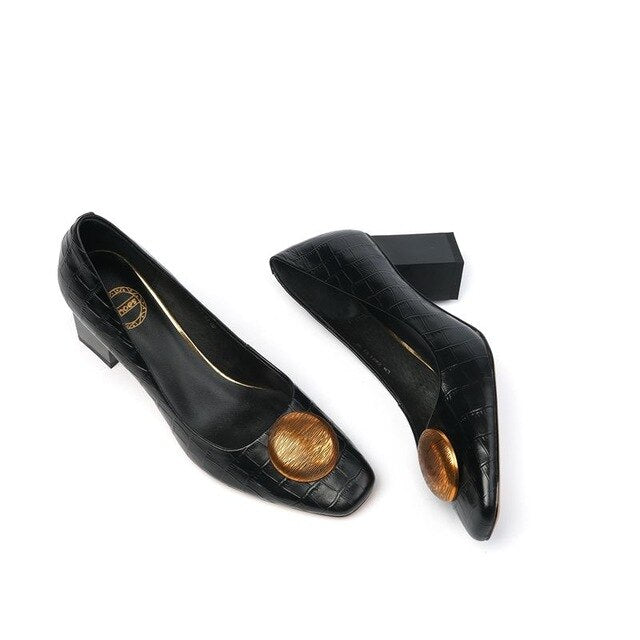 ALLBITEFO Metal decoration natural genuine leather Sheepskin insole women heels shoes fashion high heels women high heel shoes