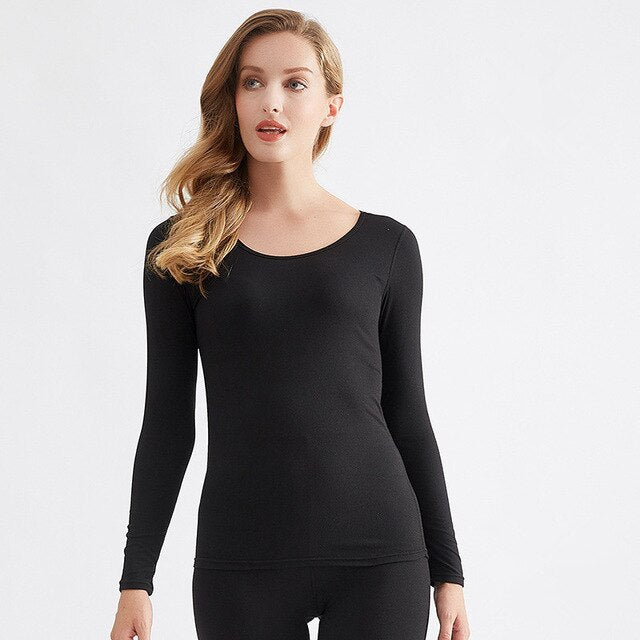 Woman undershirt spring warm underwear top thermal clothing o neck long sleeve women's soft skin warm bottoming shirt