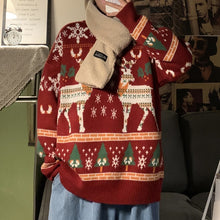 將圖片載入圖庫檢視器 Men's and Women's Sweaters Thickened Autumn and Winter Couples Jackets Hong Kong Style Korean Loose Lazy Christmas Sweater