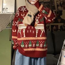 將圖片載入圖庫檢視器 Men's and Women's Sweaters Thickened Autumn and Winter Couples Jackets Hong Kong Style Korean Loose Lazy Christmas Sweater