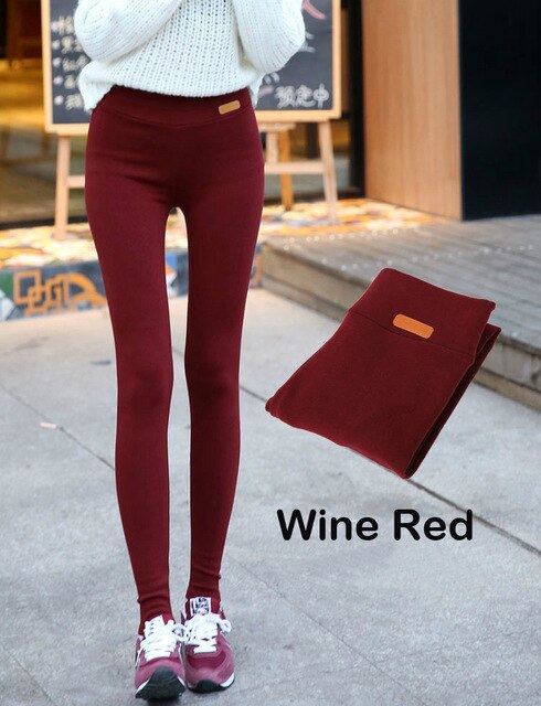 Womens Casual Thicken Nine Pants