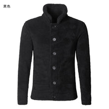 Load image into Gallery viewer, Winter furry jacket men warm plush collar slim casual solid knitwear Mens fur padded new design woolen knitted cardigan F7135