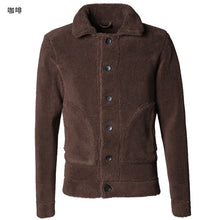 Load image into Gallery viewer, Winter furry jacket men warm plush collar slim casual solid knitwear Mens fur padded new design woolen knitted cardigan F7135