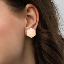 将图片加载到图库查看器,Sterling Silver Hexagon Stud Earrings