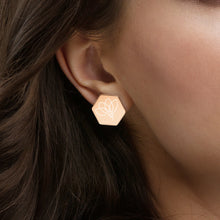 将图片加载到图库查看器,Sterling Silver Hexagon Stud Earrings