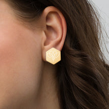 将图片加载到图库查看器,Sterling Silver Hexagon Stud Earrings