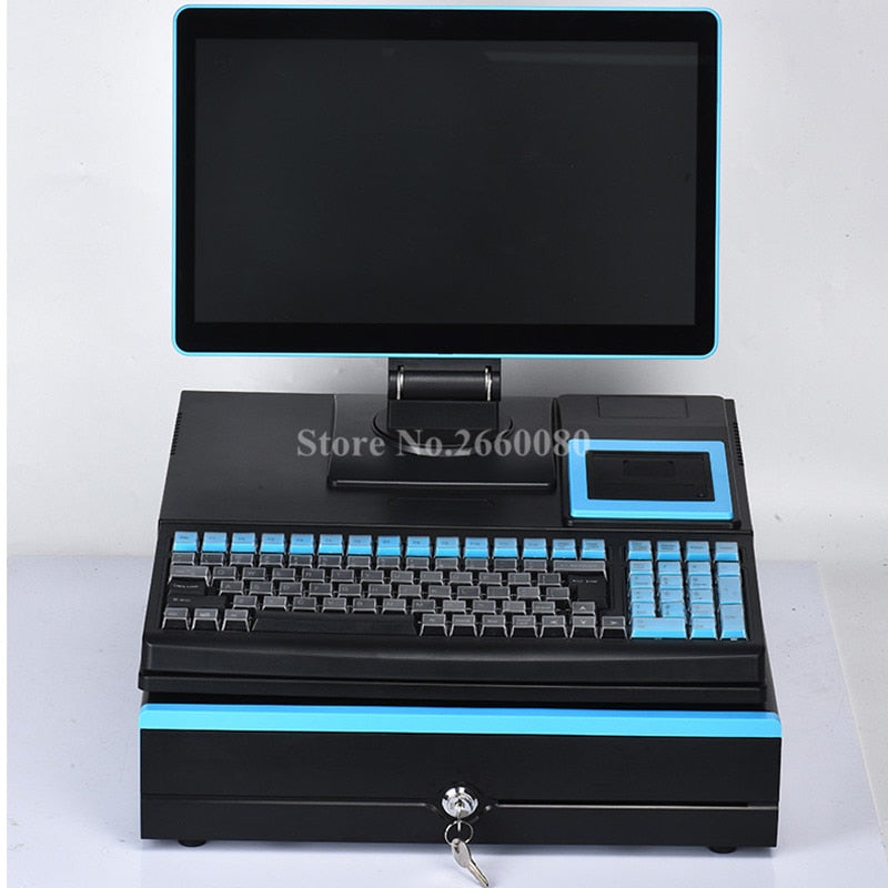 wifi POS System Machine 15.6 LCD Monitor Cash Register with 58mm Receipt Printer & Cash Drawer All in One for Supermarkets