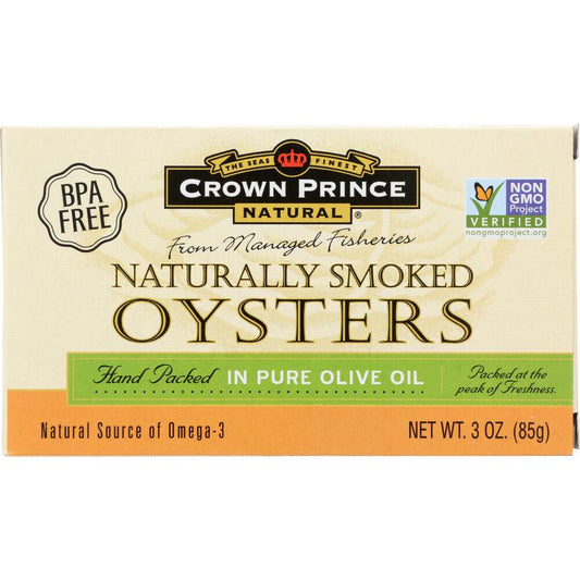 Crown Prince Smoked Oysters with Pure Olive Oil (18x3OZ)