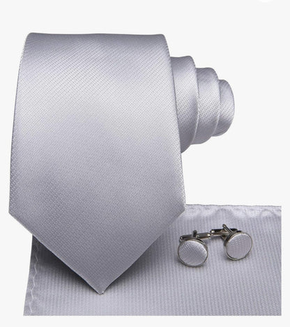 Men's Tie and Silk Pocket Square Cufflinks Set with Woven Necktie for Wedding Business Party Formal