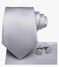 將圖片載入圖庫檢視器 Men&#39;s Tie and Silk Pocket Square Cufflinks Set with Woven Necktie for Wedding Business Party Formal
