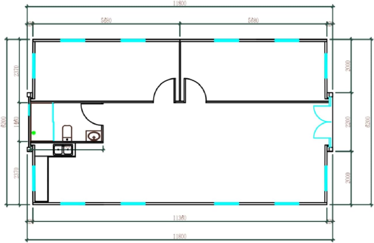 Portable Prefabricated Tiny Home, Foldable, Expandable Container with 1 Bathroom, 2 Bedrooms, Living Room and Open Kitchen.Modern Design, Mobile Expandable House. (White 20x40ft)