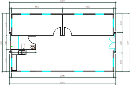 Portable Prefabricated Tiny Home, Foldable, Expandable Container with 1 Bathroom, 2 Bedrooms, Living Room and Open Kitchen.Modern Design, Mobile Expandable House. (White 20x40ft)