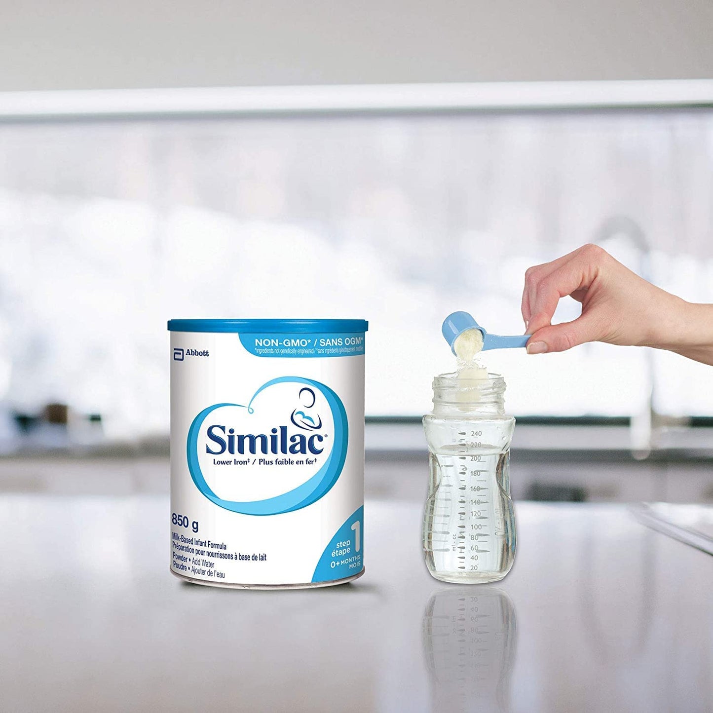 Similac Lower Iron Non-GMO Baby Formula, Powder, 850 g, 0+ Months