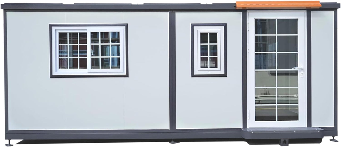Portable Prefabricated Tiny Home 15x20ft, Mobile Expandable Plastic Prefab House for Hotel, Booth, Office, Guard House, Shop, Villa, Warehouse, Workshop