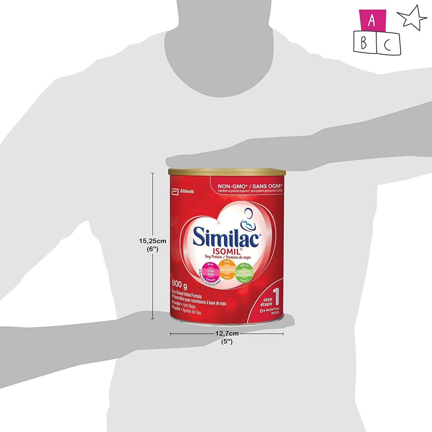 Similac Isomil with DHA Non-GMO Baby Formula, Powder, Lactose-Free, 800 g, 0+ Months