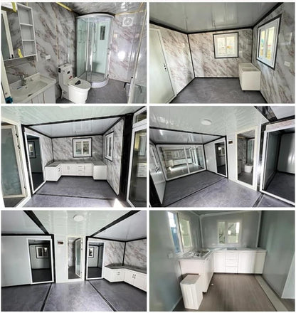 Outdoor Tiny Home Mobile Expandable Plastic Prefabricated House, Modern Sturdy Steel Storage House with Lockable Door and Windows