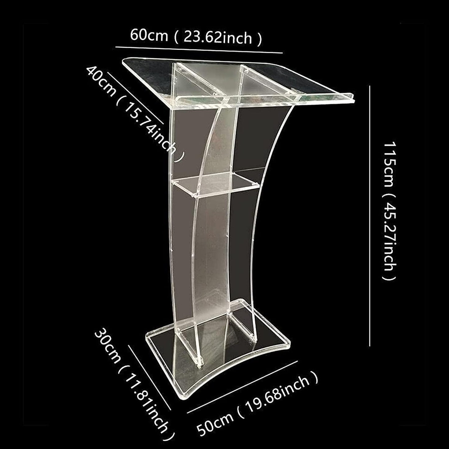 Clear Podium with Light: Acrylic Podium Stand Pulpits for Churches, Portable Lecterns, Podium, Pulpit