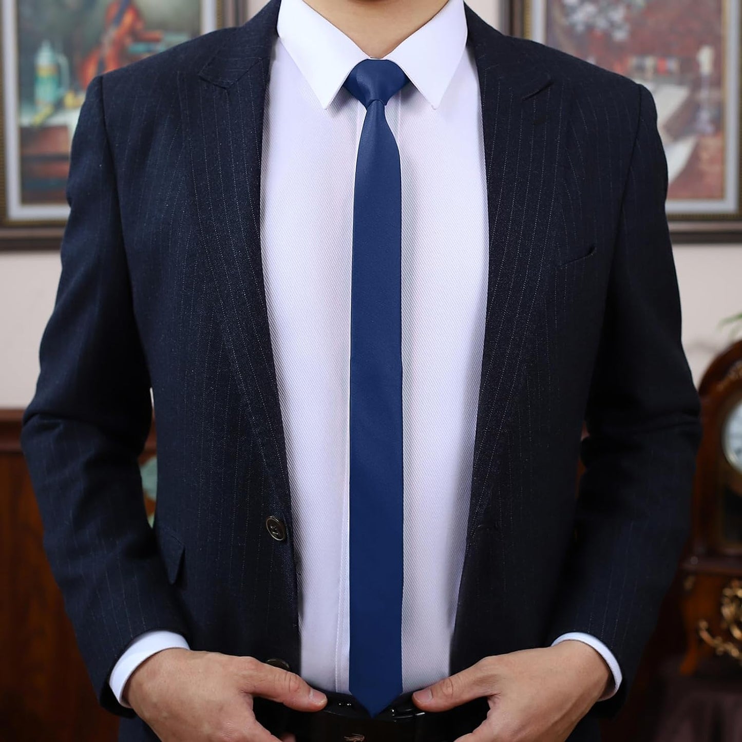 Men's Ties Solid Pure Color 1.58" (4CM) Plain Slim Necktie Skinny Ties