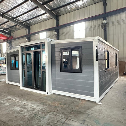 Outdoor Tiny Home Mobile Expandable Plastic Prefabricated House, Modern Sturdy Steel Storage House with Lockable Door and Windows