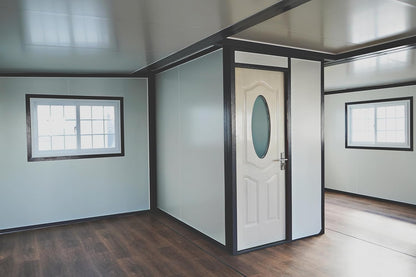 Outdoor Tiny Home Mobile Expandable Plastic Prefabricated House, Modern Sturdy Steel Storage House with Lockable Door and Windows