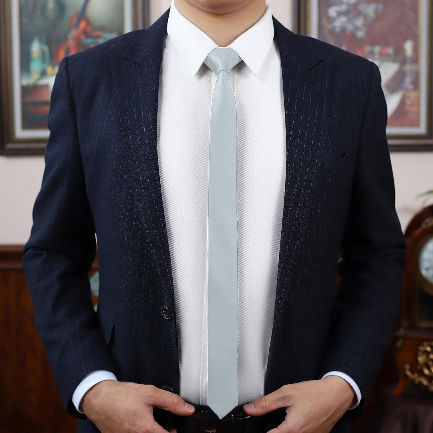 Men's Ties Solid Pure Color 1.58" (4CM) Plain Slim Necktie Skinny Ties