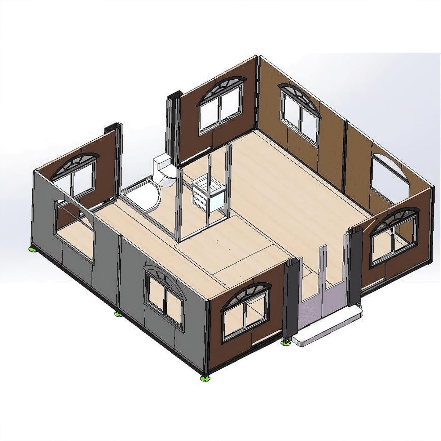 Outdoor Tiny Home Mobile Expandable Plastic Prefabricated House, Modern Sturdy Steel Storage House with Lockable Door and Windows