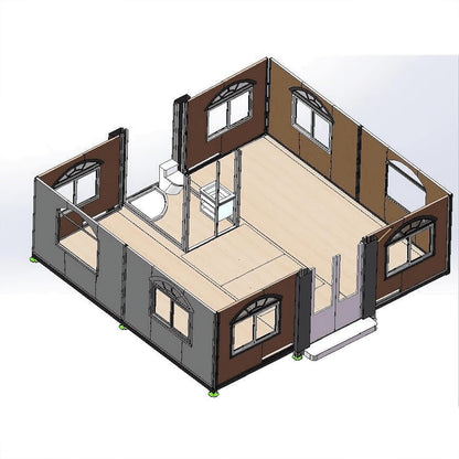 Outdoor Tiny Home Mobile Expandable Plastic Prefabricated House, Modern Sturdy Steel Storage House with Lockable Door and Windows