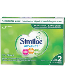 Load image into Gallery viewer, Similac Advance Step 2 Non-GMO Baby Formula, Concentrated Liquid, 12 x 385 mL, 6-24 Months
