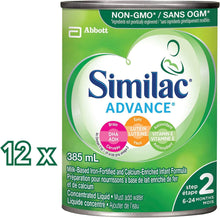 Load image into Gallery viewer, Similac Advance Step 2 Non-GMO Baby Formula, Concentrated Liquid, 12 x 385 mL, 6-24 Months
