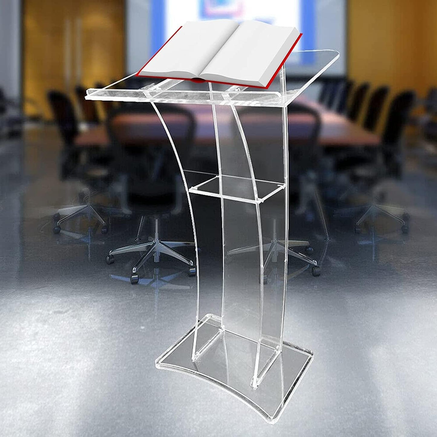 Clear Podium with Light: Acrylic Podium Stand Pulpits for Churches, Portable Lecterns, Podium, Pulpit