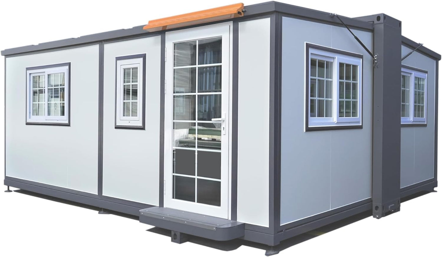 Portable Prefabricated Tiny Home 15x20ft, Mobile Expandable Plastic Prefab House for Hotel, Booth, Office, Guard House, Shop, Villa, Warehouse, Workshop