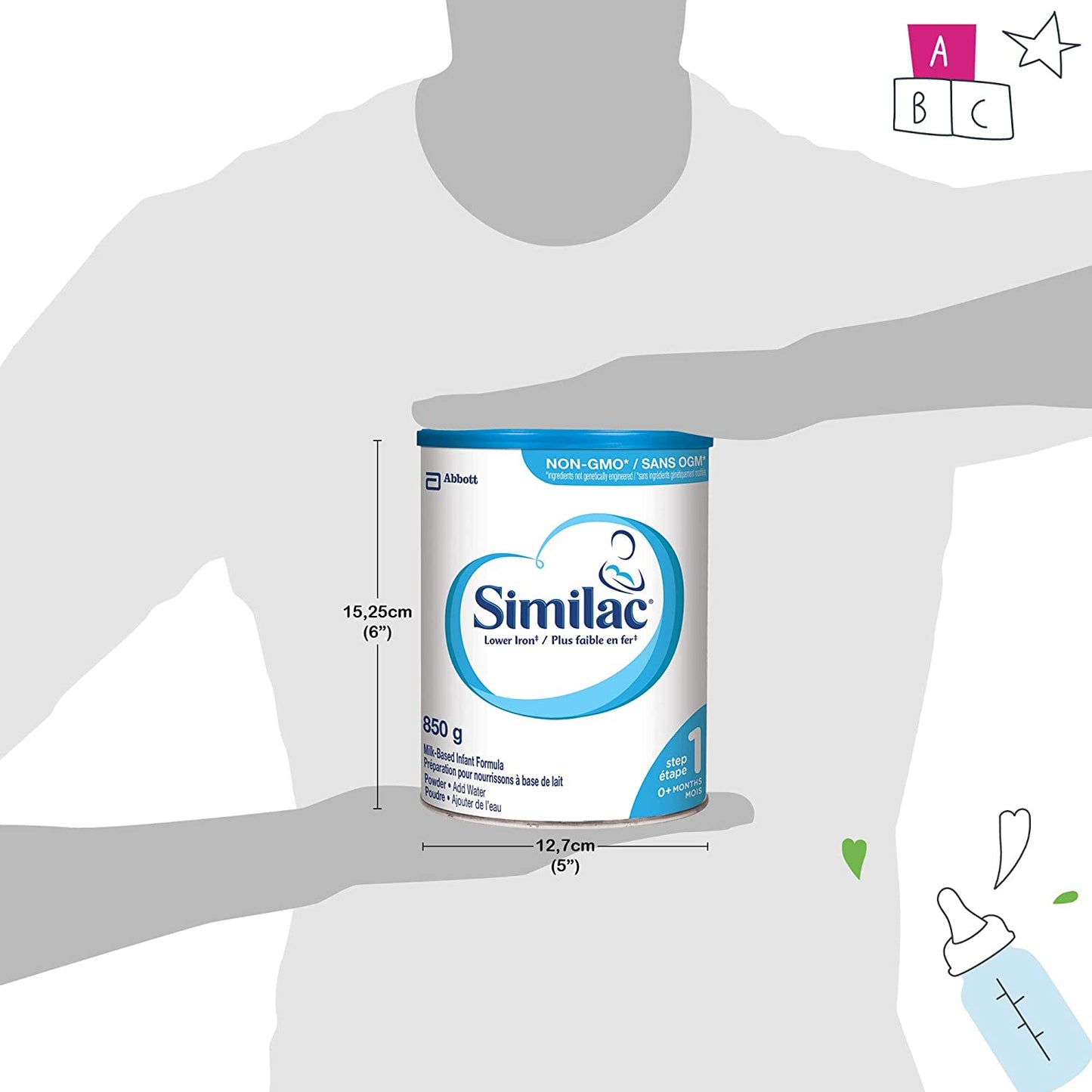 Similac Lower Iron Non-GMO Baby Formula, Powder, 850 g, 0+ Months