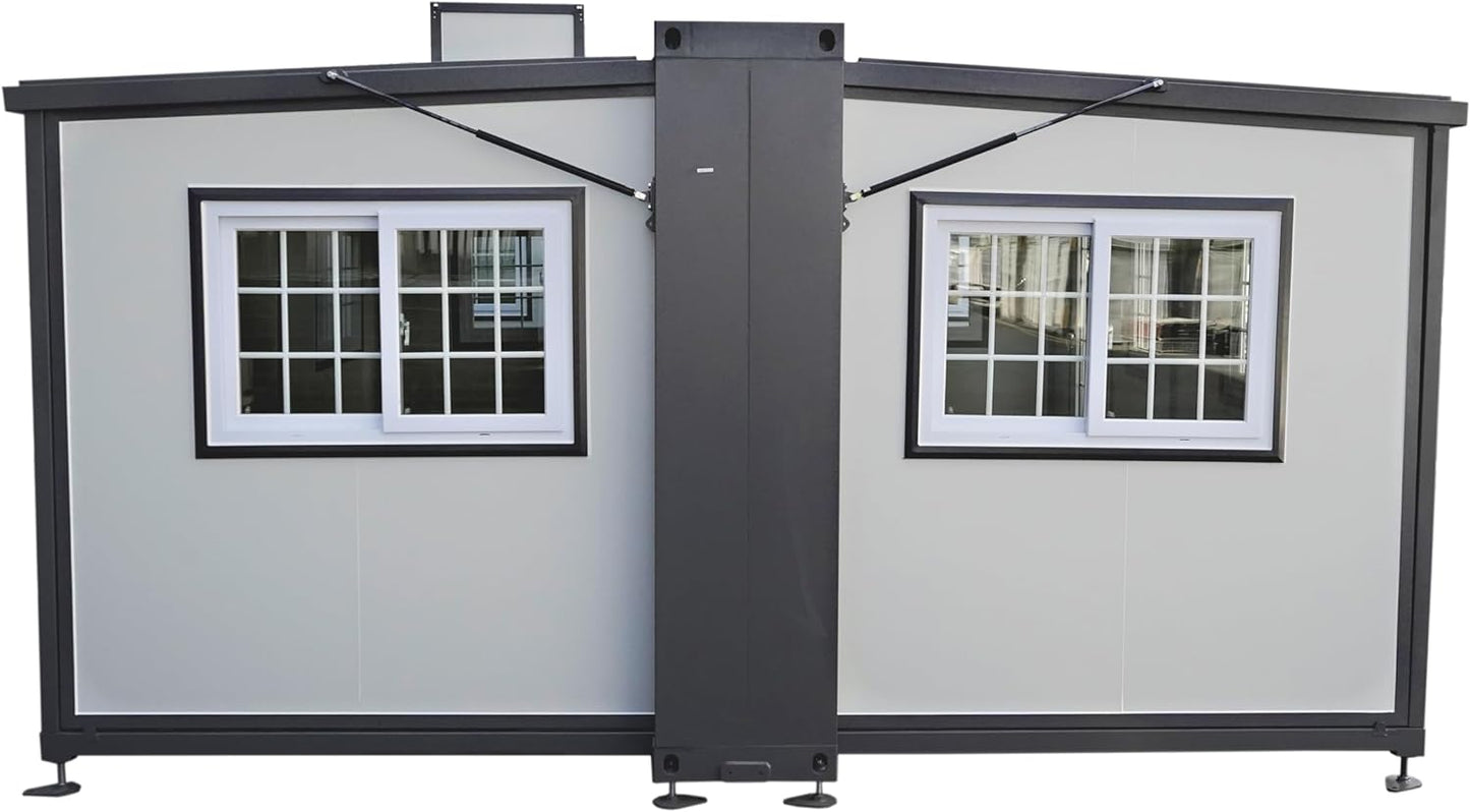 Portable Prefabricated Tiny Home 15x20ft, Mobile Expandable Plastic Prefab House for Hotel, Booth, Office, Guard House, Shop, Villa, Warehouse, Workshop