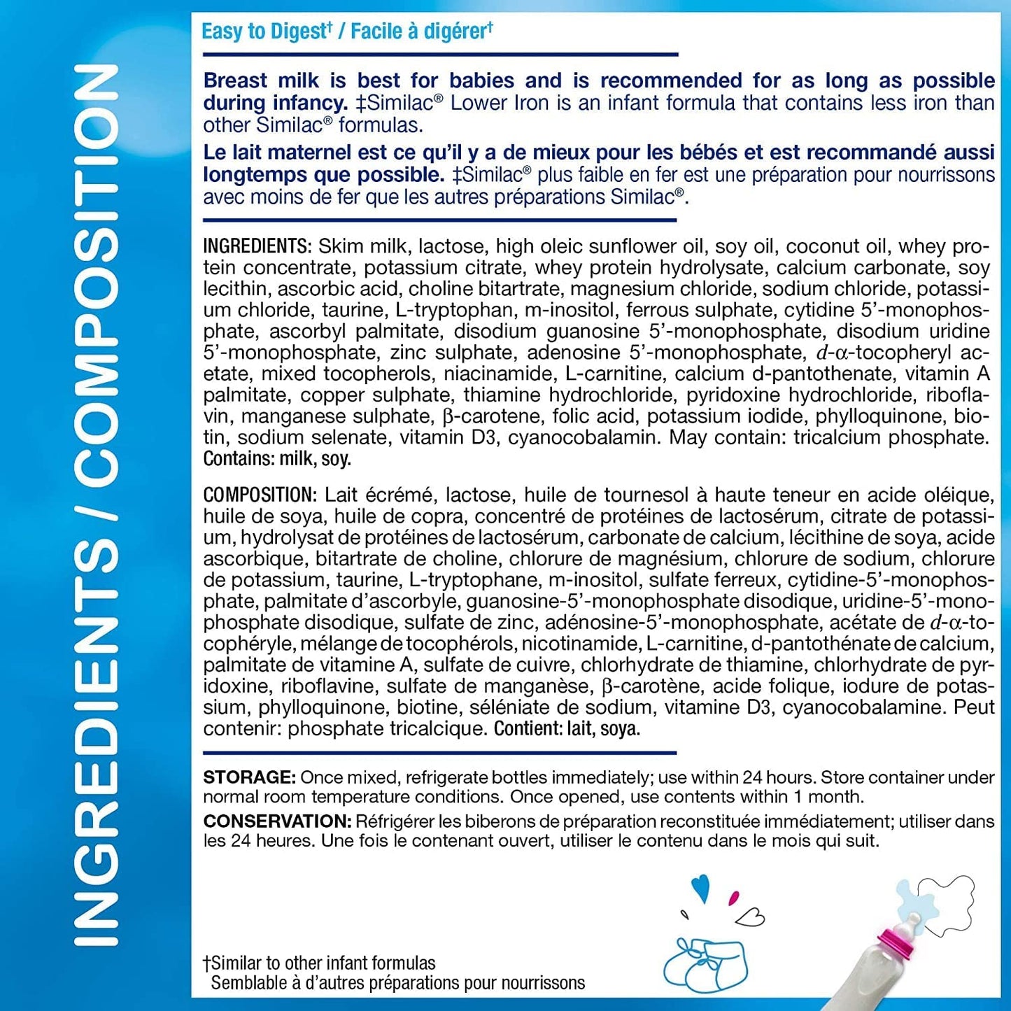 Similac Lower Iron Non-GMO Baby Formula, Powder, 850 g, 0+ Months