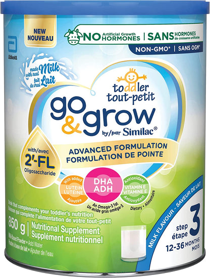 Similac Go & Grow Step 3 Toddler Drink with 2'-FL. Immune Support Innovation: 2'-FL, Powder, 12-36 Months, Milk Flavour, 850 grams