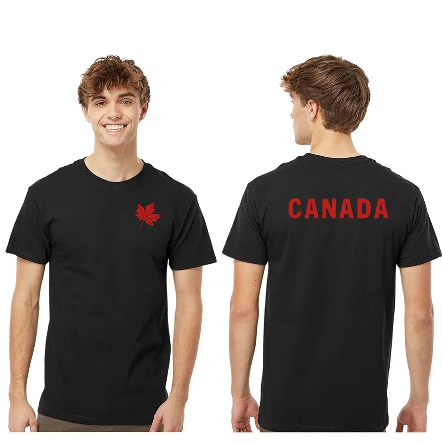 Men's Canada Day Maple Leaf T-Shirt, Custom Premium Double-Sided Canada Day T-shirts