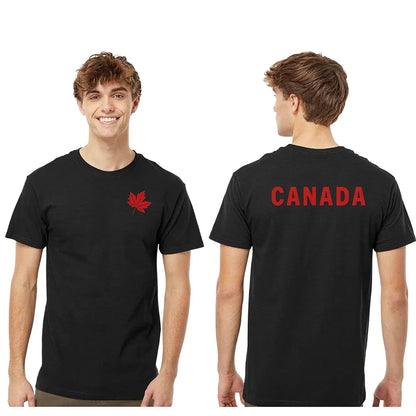 Men's Canada Day Maple Leaf T-Shirt, Custom Premium Double-Sided Canada Day T-shirts