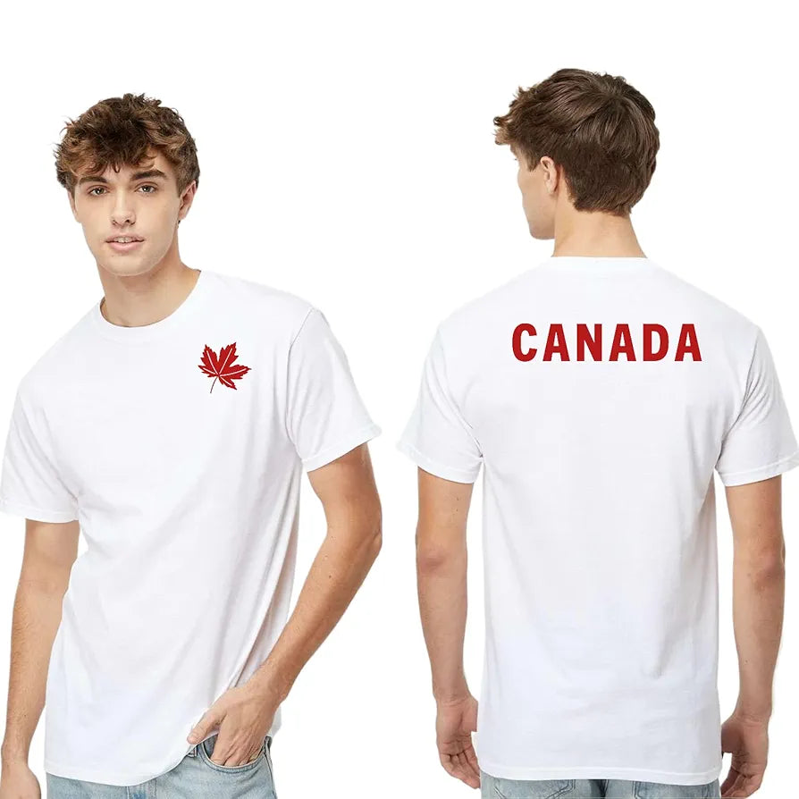 Men's Canada Day Maple Leaf T-Shirt, Custom Premium Double-Sided Canada Day T-shirts