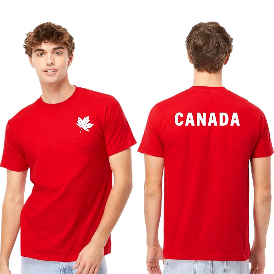 Men's Canada Day Maple Leaf T-Shirt, Custom Premium Double-Sided Canada Day T-shirts