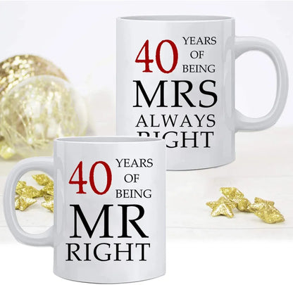 40th Wedding Anniversary for Couples, Golden 40th Anniversary for Parents, 40th Wedding Anniversary Coffee Mugs Grandparents Couples Mugs 40 Year Parents Anniversary Mug
