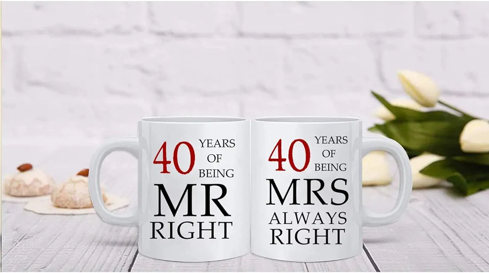 40th Wedding Anniversary for Couples, Golden 40th Anniversary for Parents, 40th Wedding Anniversary Coffee Mugs Grandparents Couples Mugs 40 Year Parents Anniversary Mug